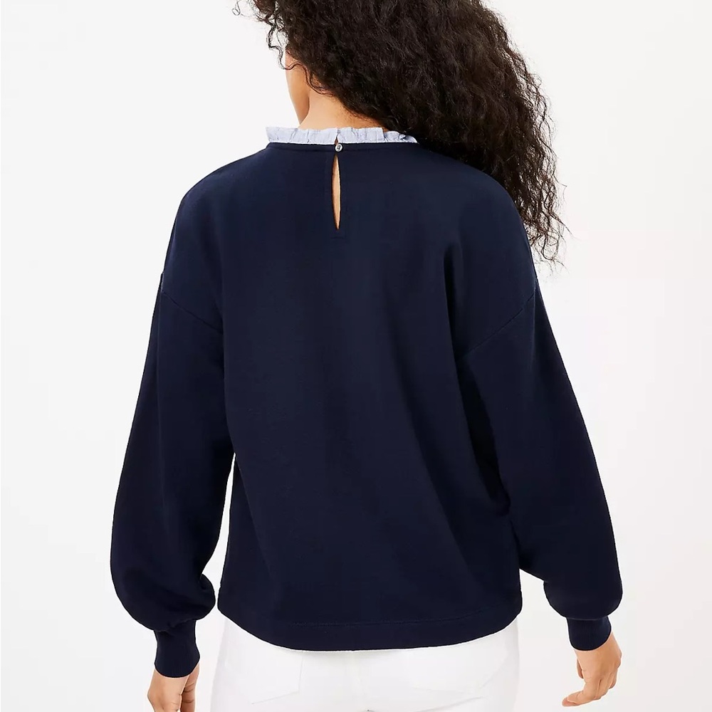 Striped Ruffle Collar Sweatshirt - Picture 2 of 3